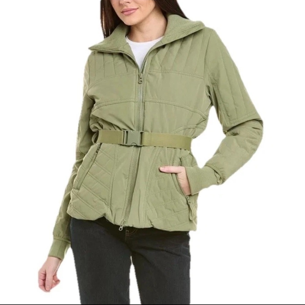 Cabi Ski Lift Puffer Jacket Women’s Size Large In Green Belted Style 4300